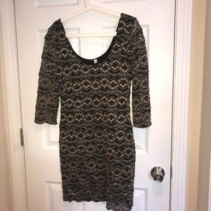 Black and gold fitted dress